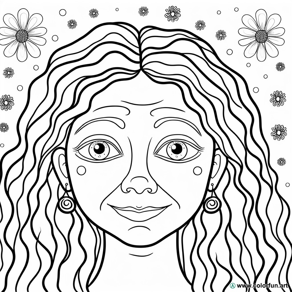 coloring page woman face adult