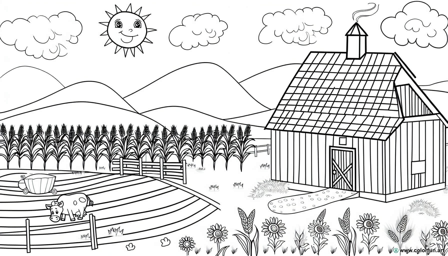 coloring page countryside