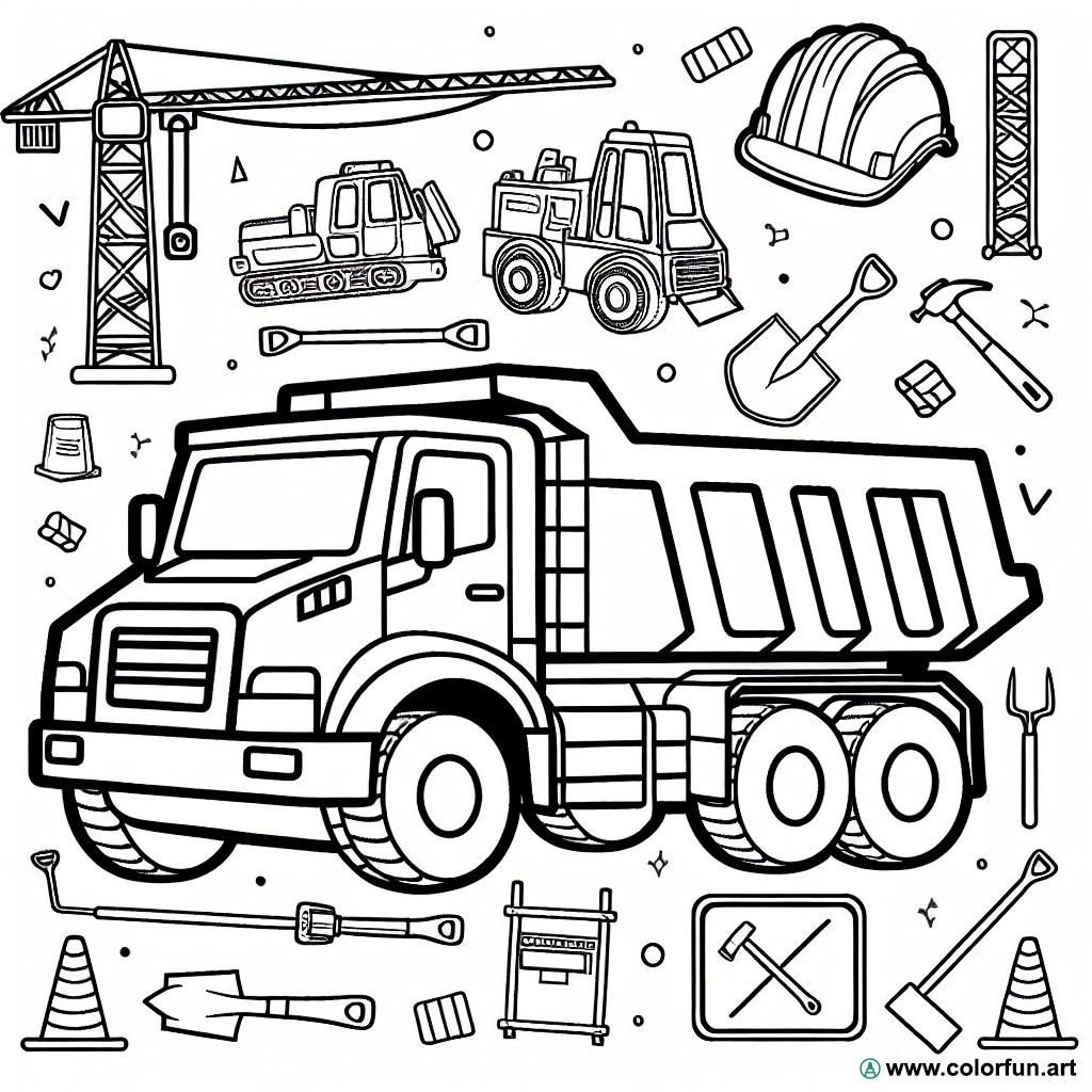 coloring page construction site for kids