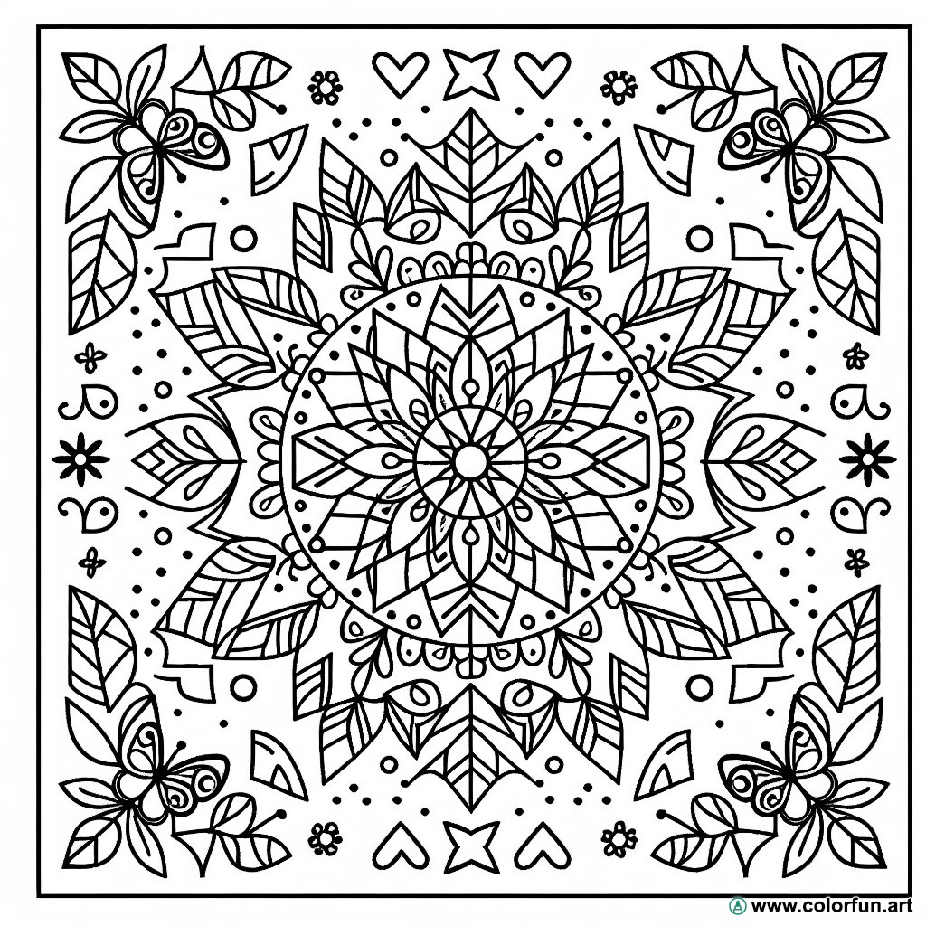Easy mandala coloring page for beginners