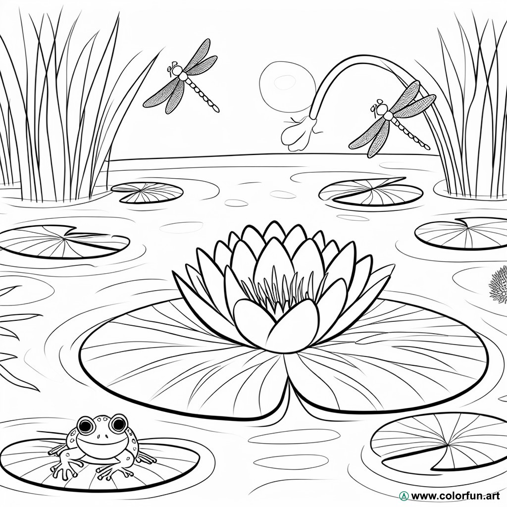 aquatic water lily coloring page