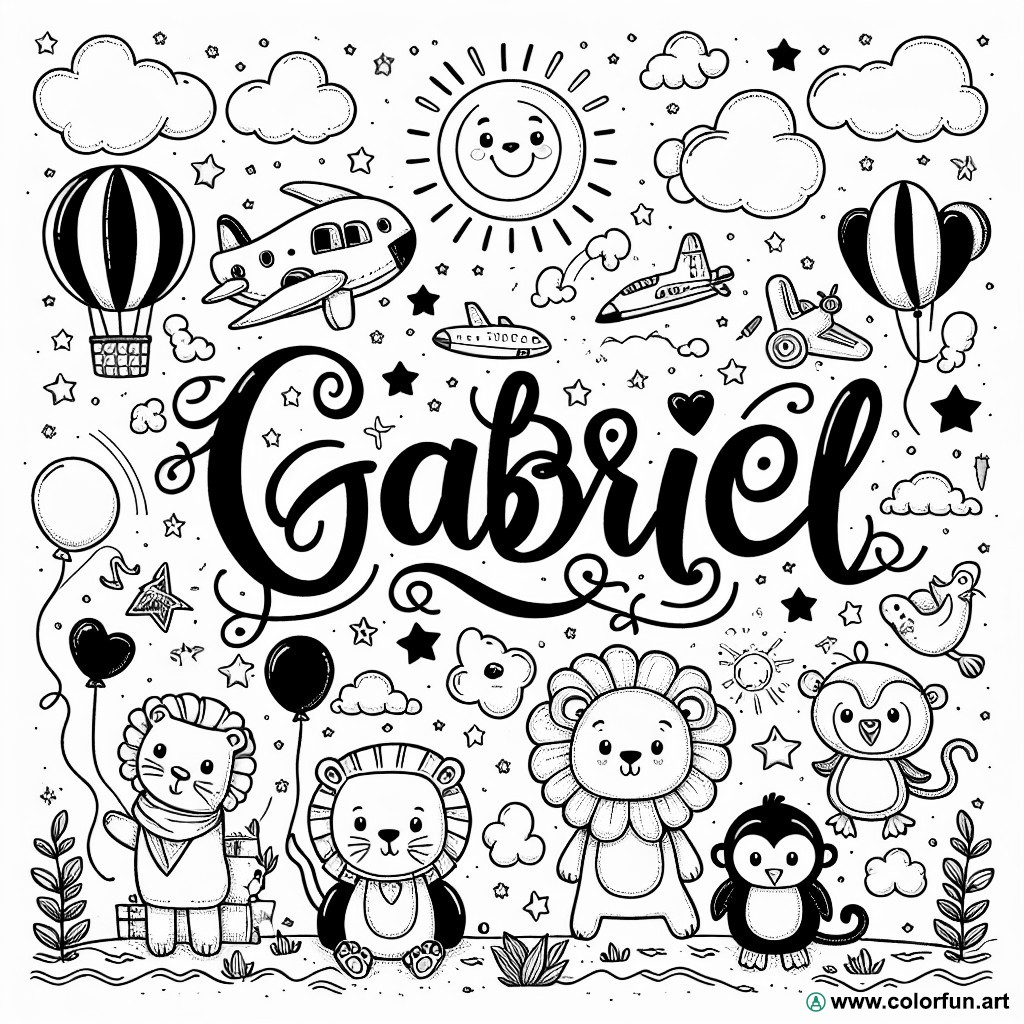 coloring page first name gabriel