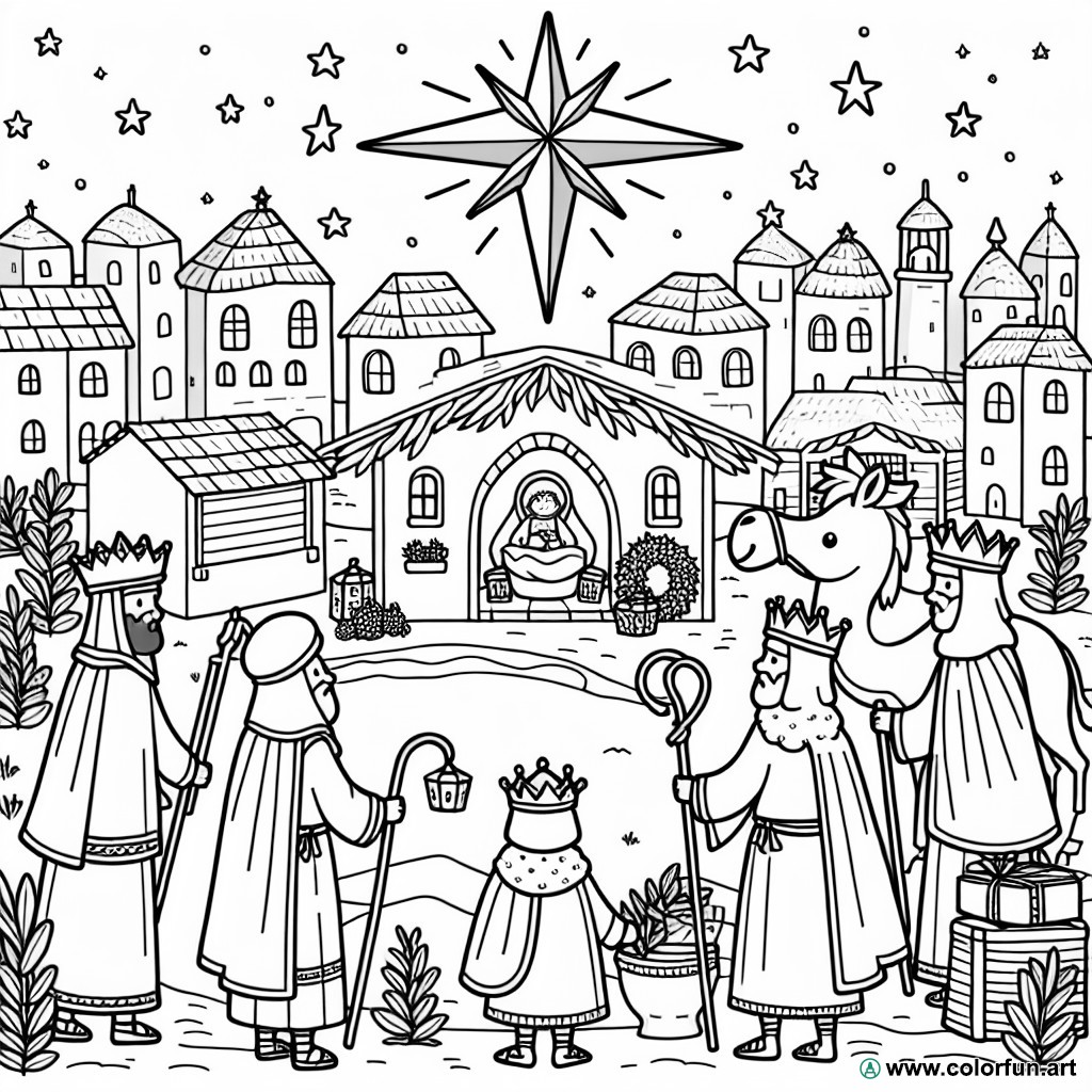 coloring page wise men epiphany