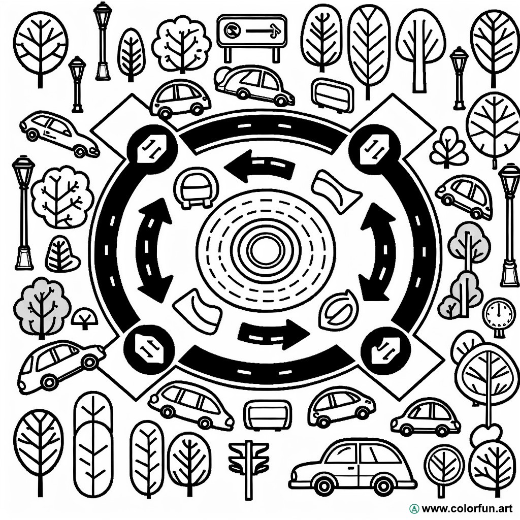 coloring page roundabout
