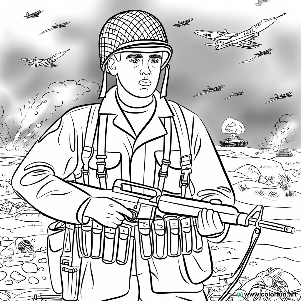 coloring page soldier war