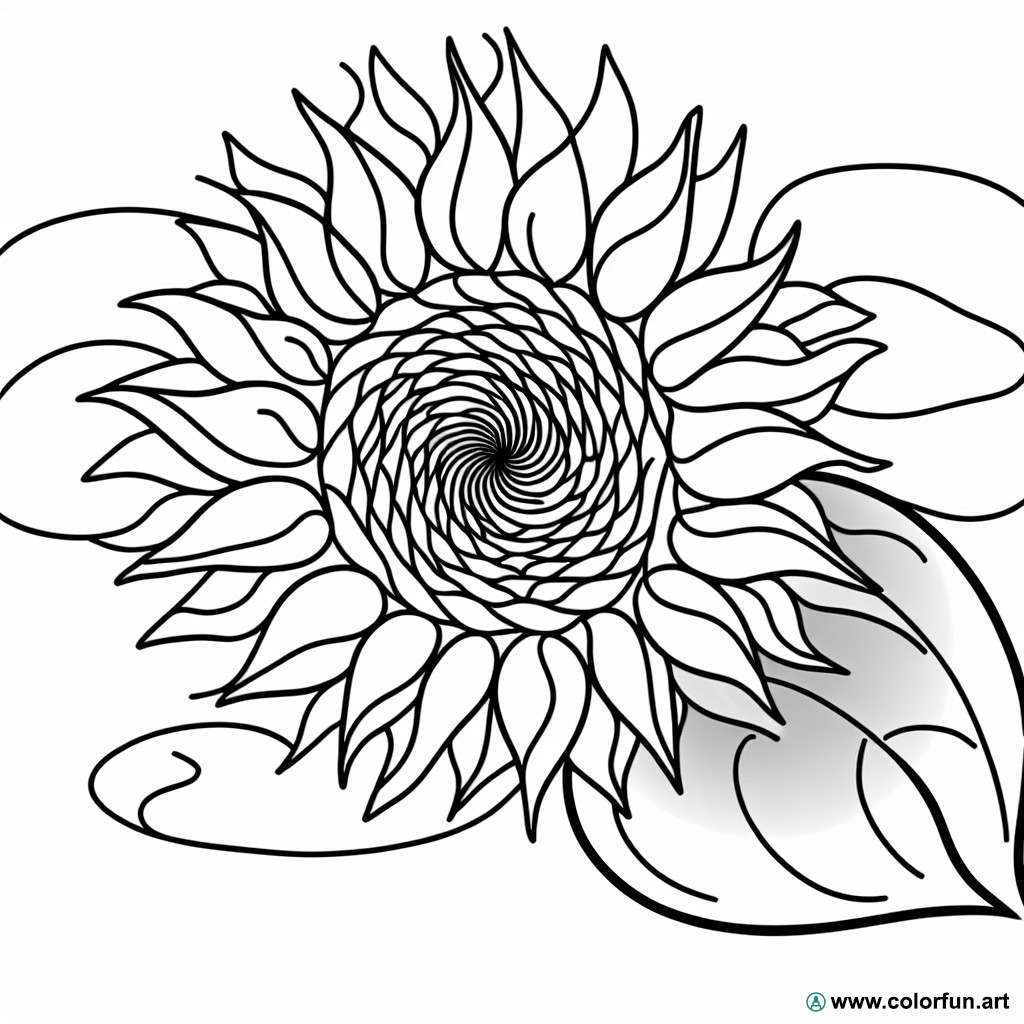 coloring page artistic sunflower