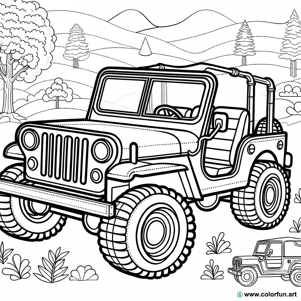 coloring page 4x4 jeep