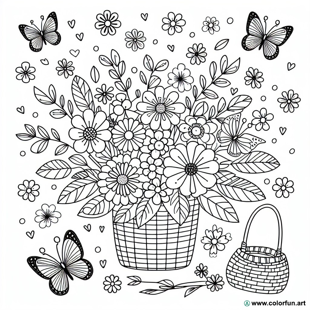 coloring page flower bouquet adult