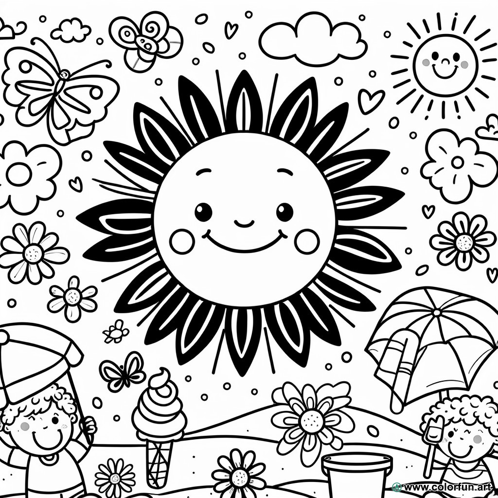 coloring page summer daycare