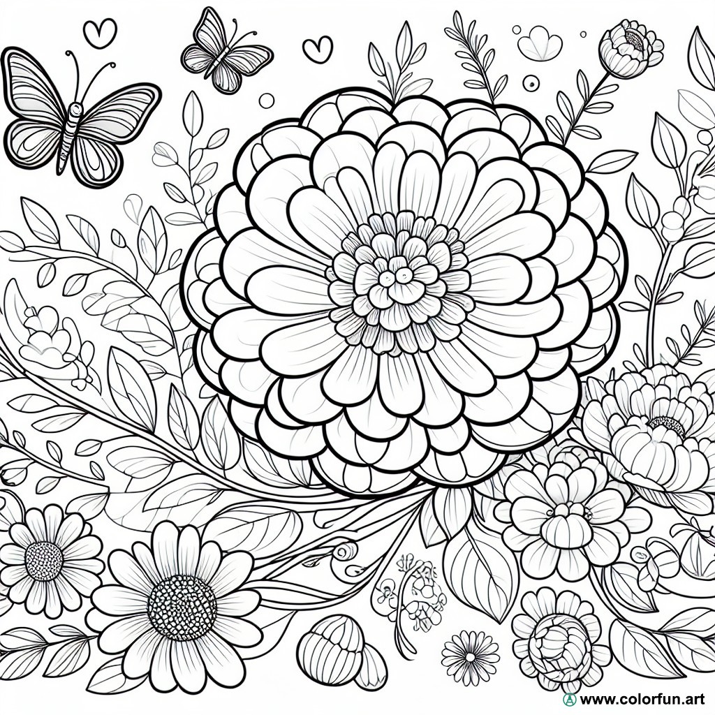 coloring page spring flowers adult