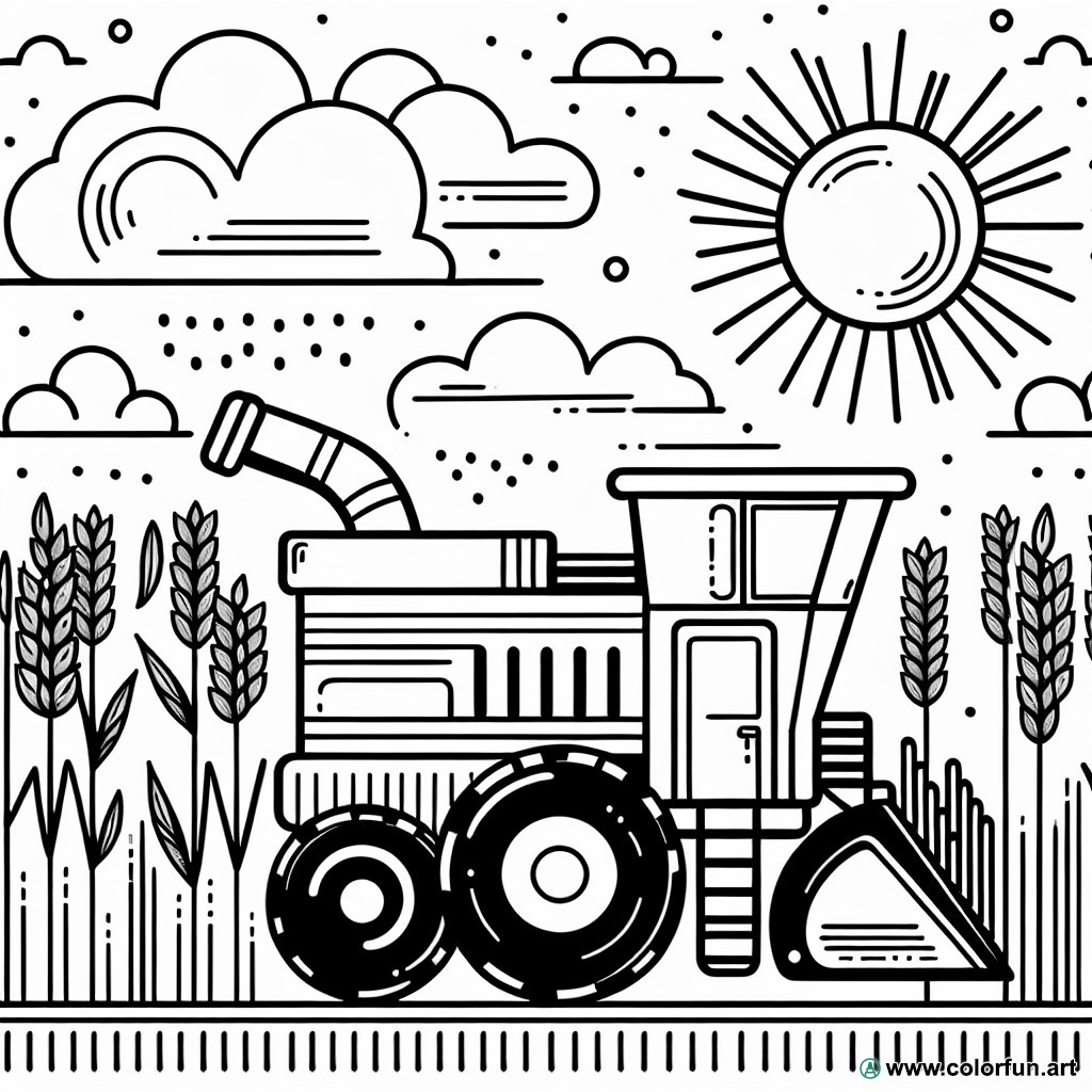 farm harvester coloring page