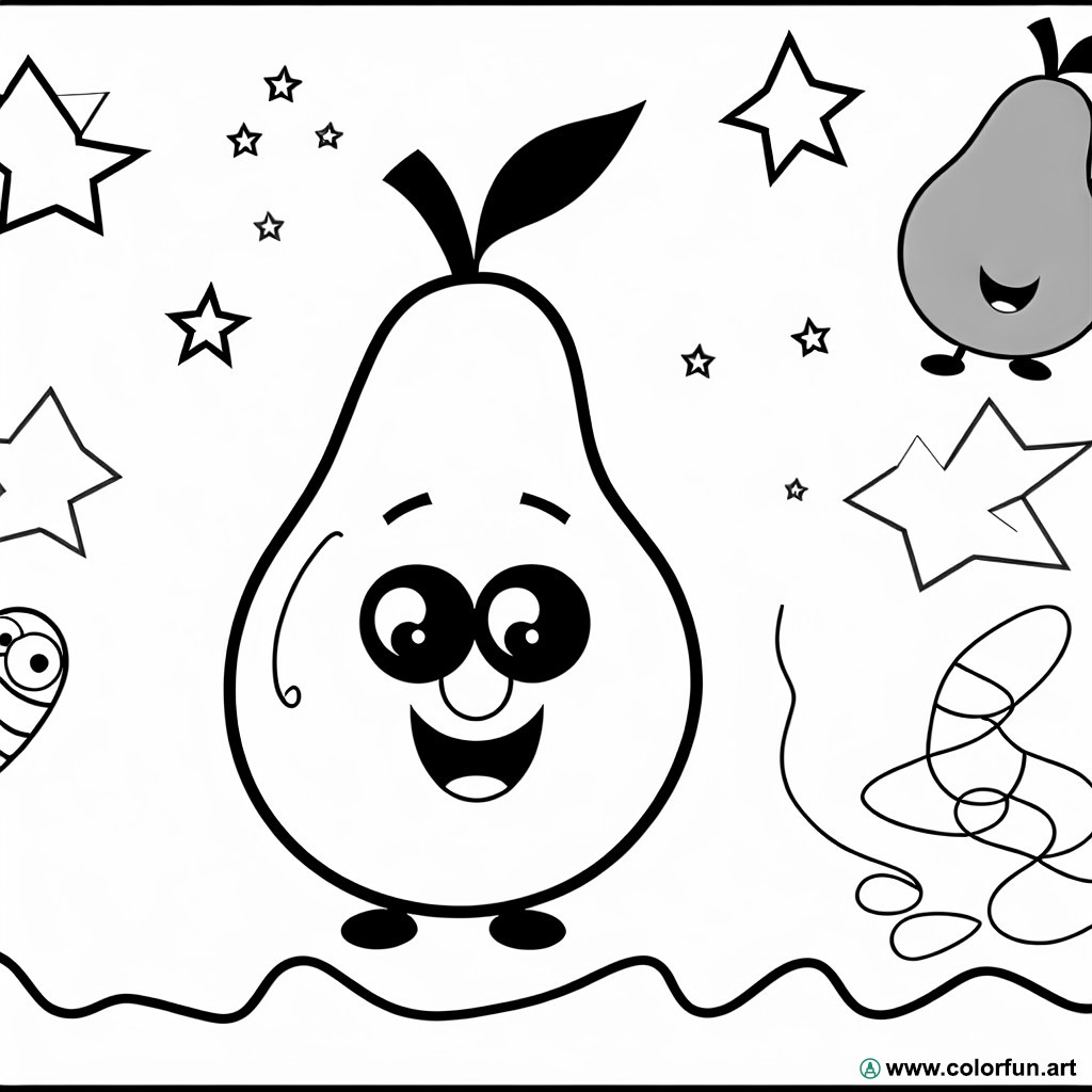 funny pear coloring page