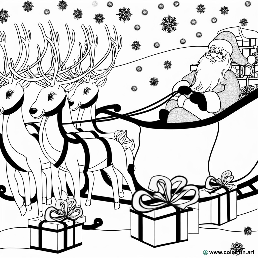 coloring page Christmas sleigh