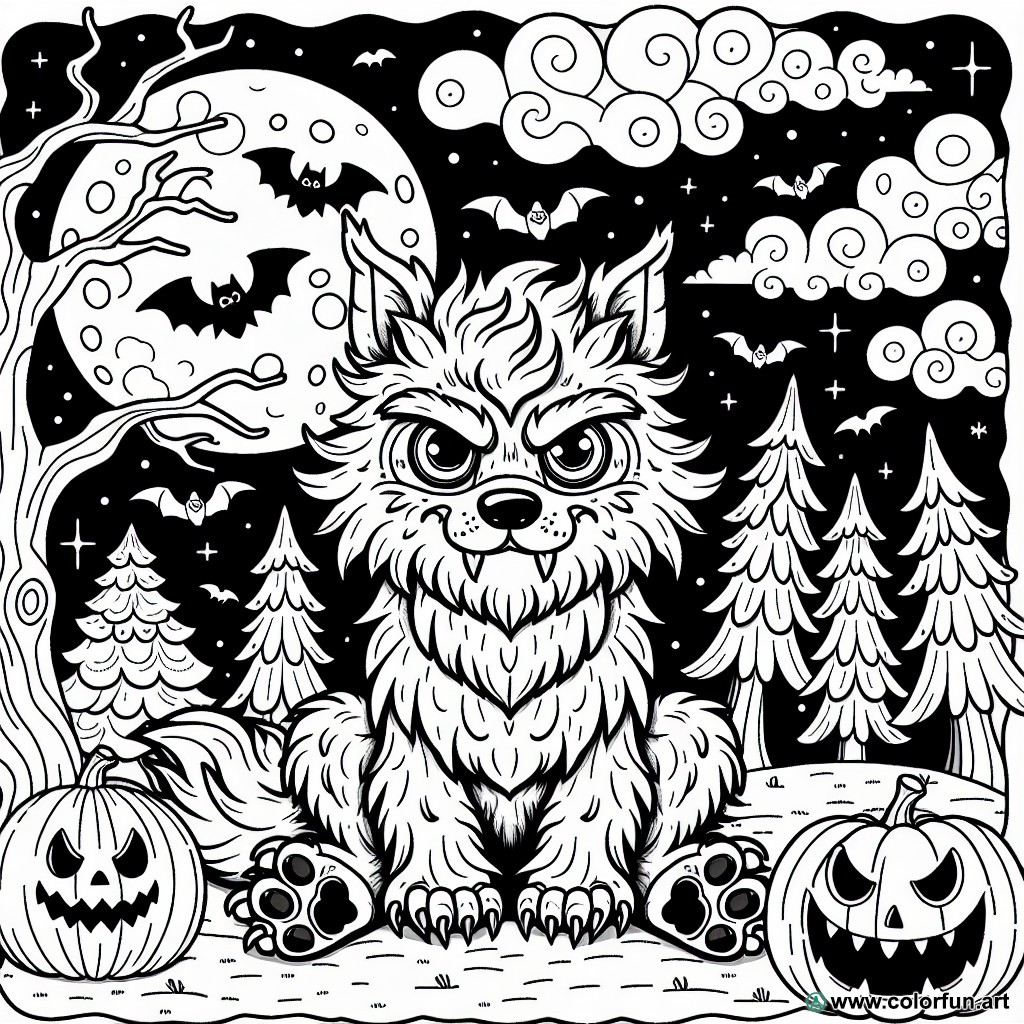 werewolf coloring page comfortable