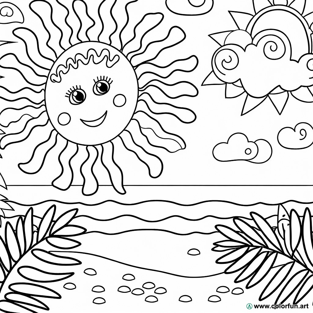 tropical sun coloring page