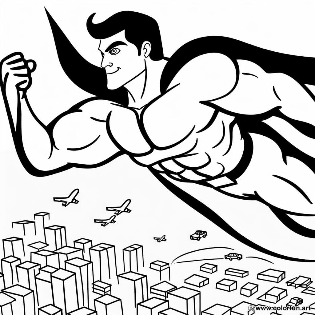 coloring page superman action
