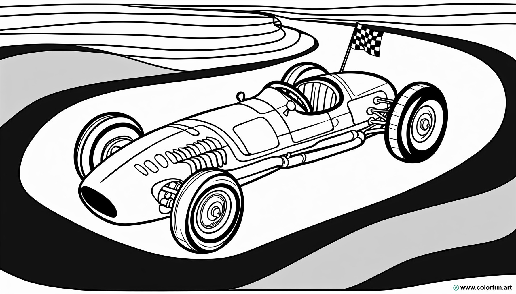 Vintage racing car coloring page