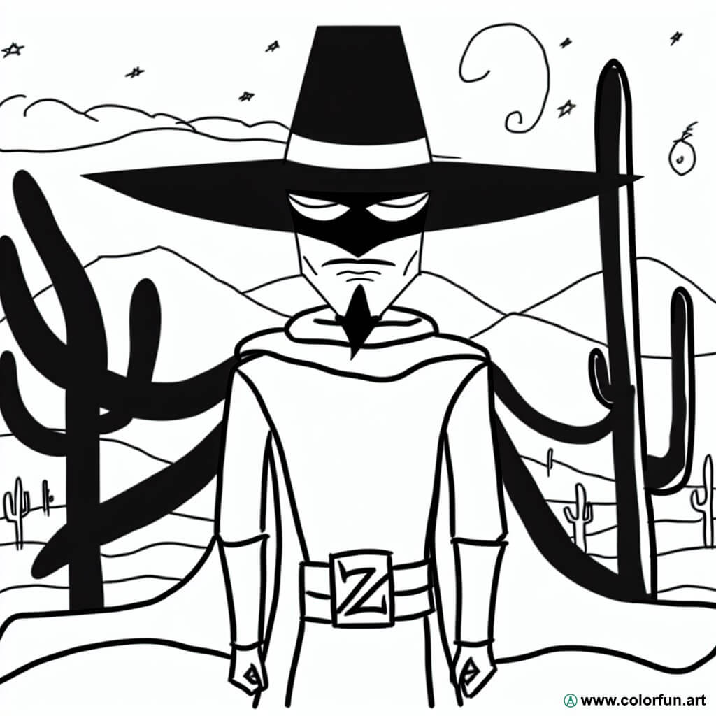 coloring page masked zorro