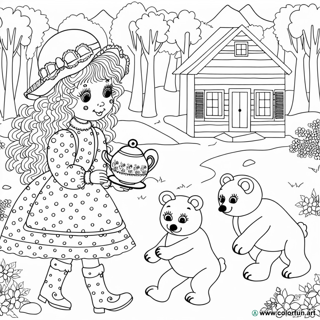 coloring page easy goldilocks