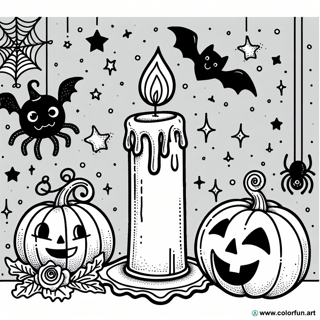 Halloween candle coloring page