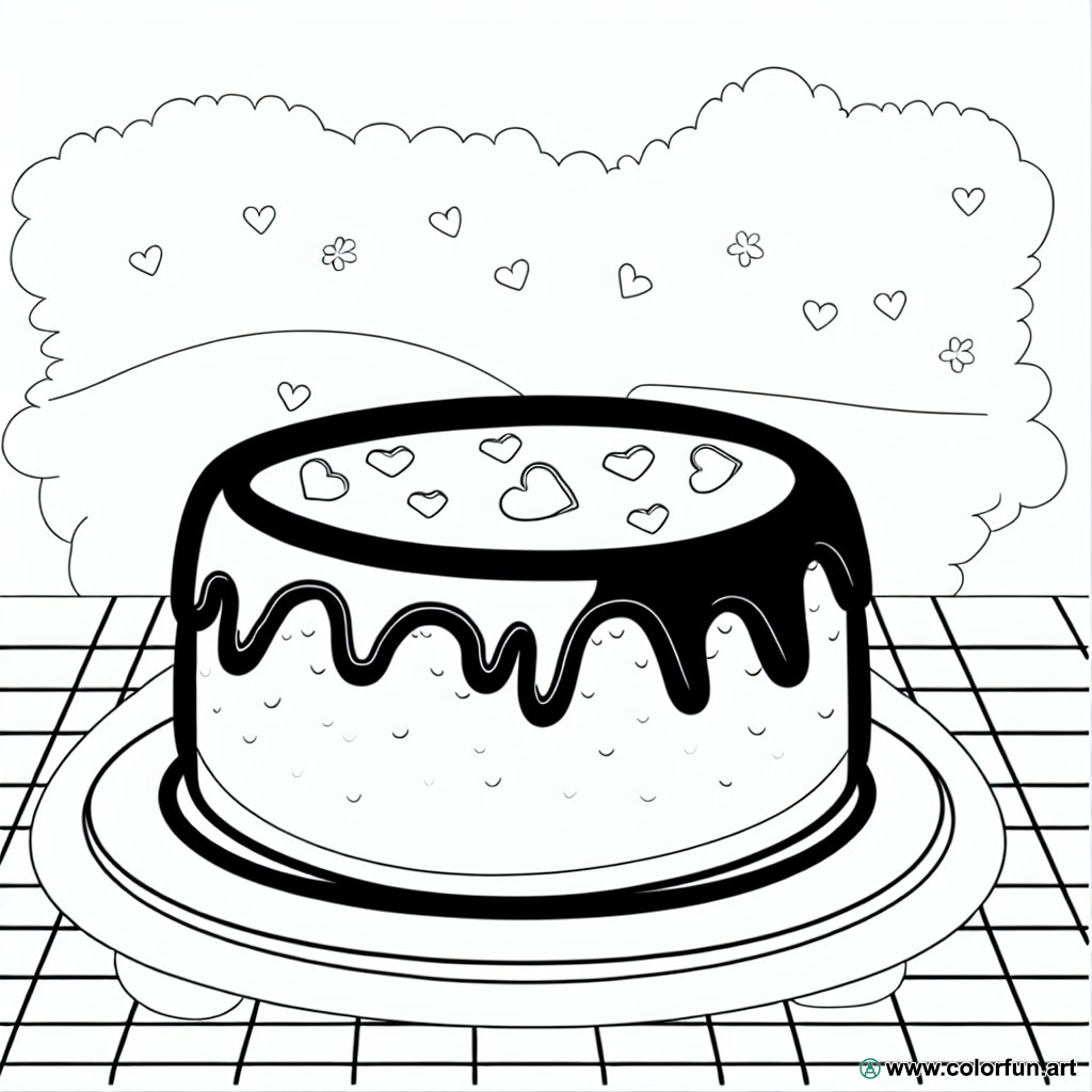 coloring page chocolate cake