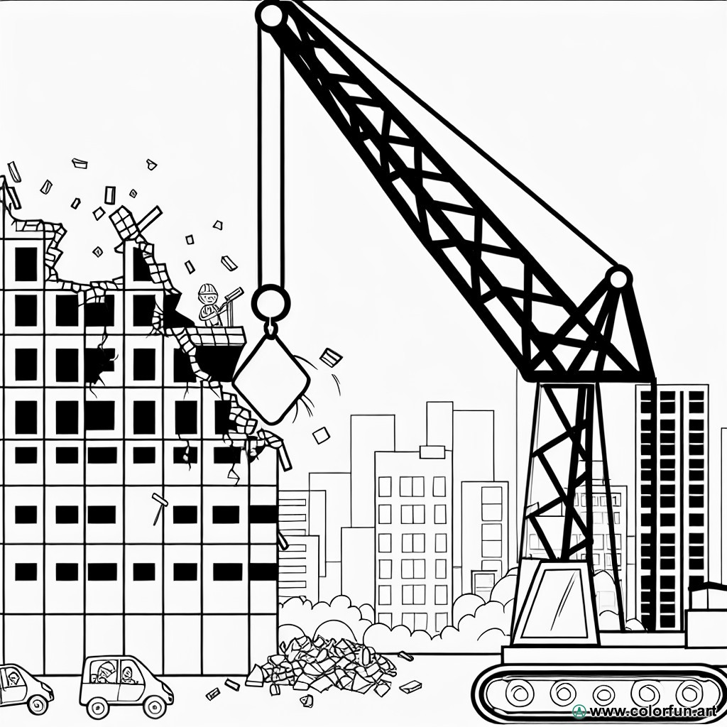 demolition crane coloring page