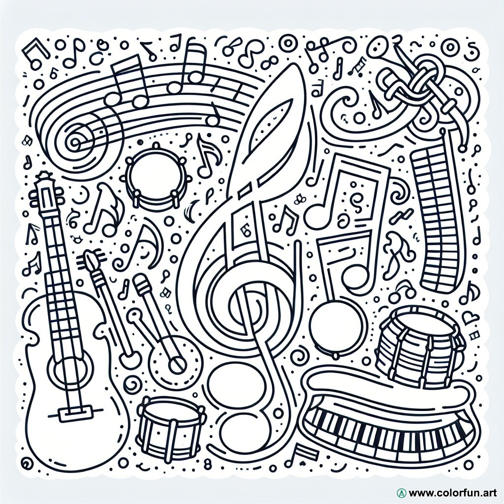 coloring page musical instrument preschool