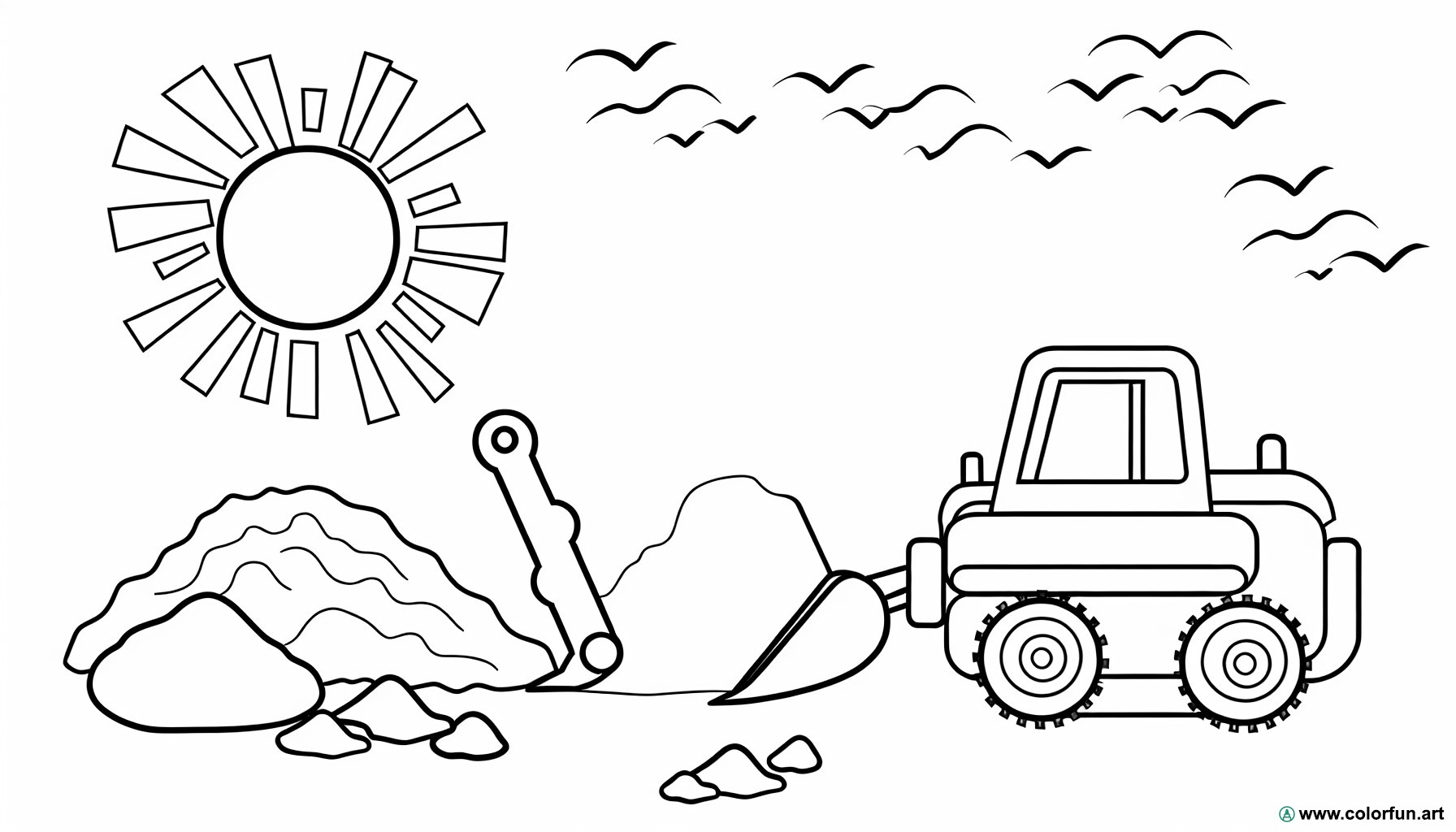 easy excavator coloring page