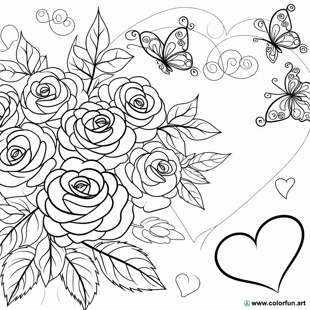 romantic pink coloring page