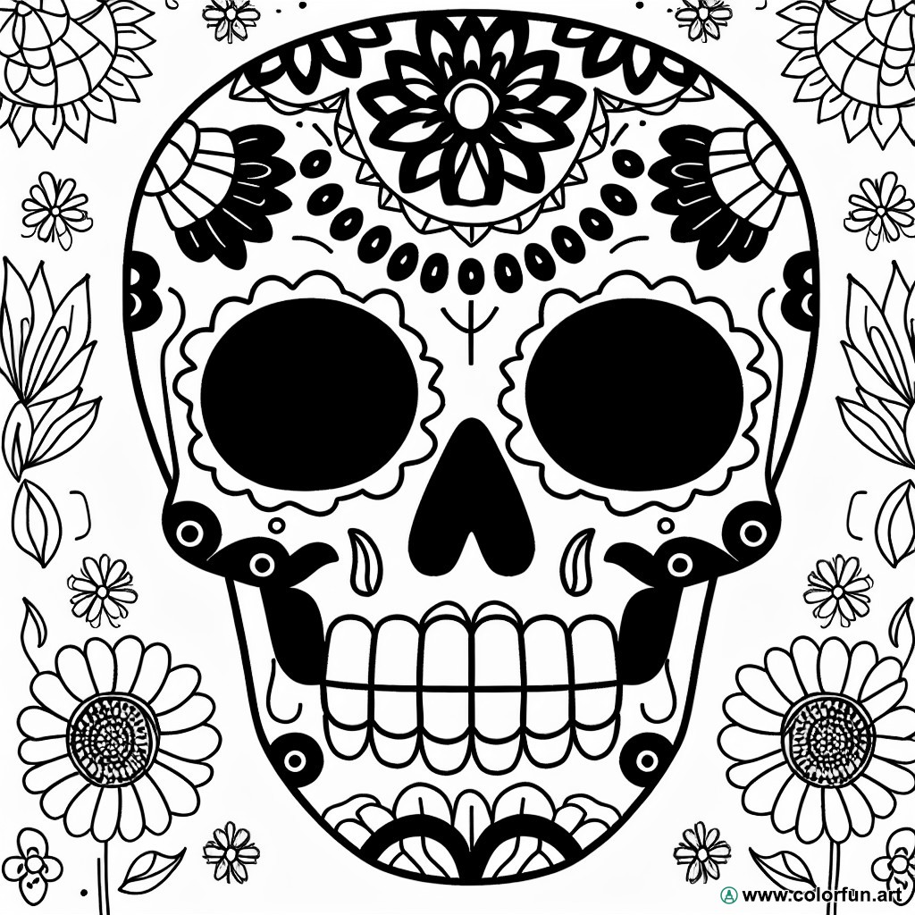 skull calavera coloring page