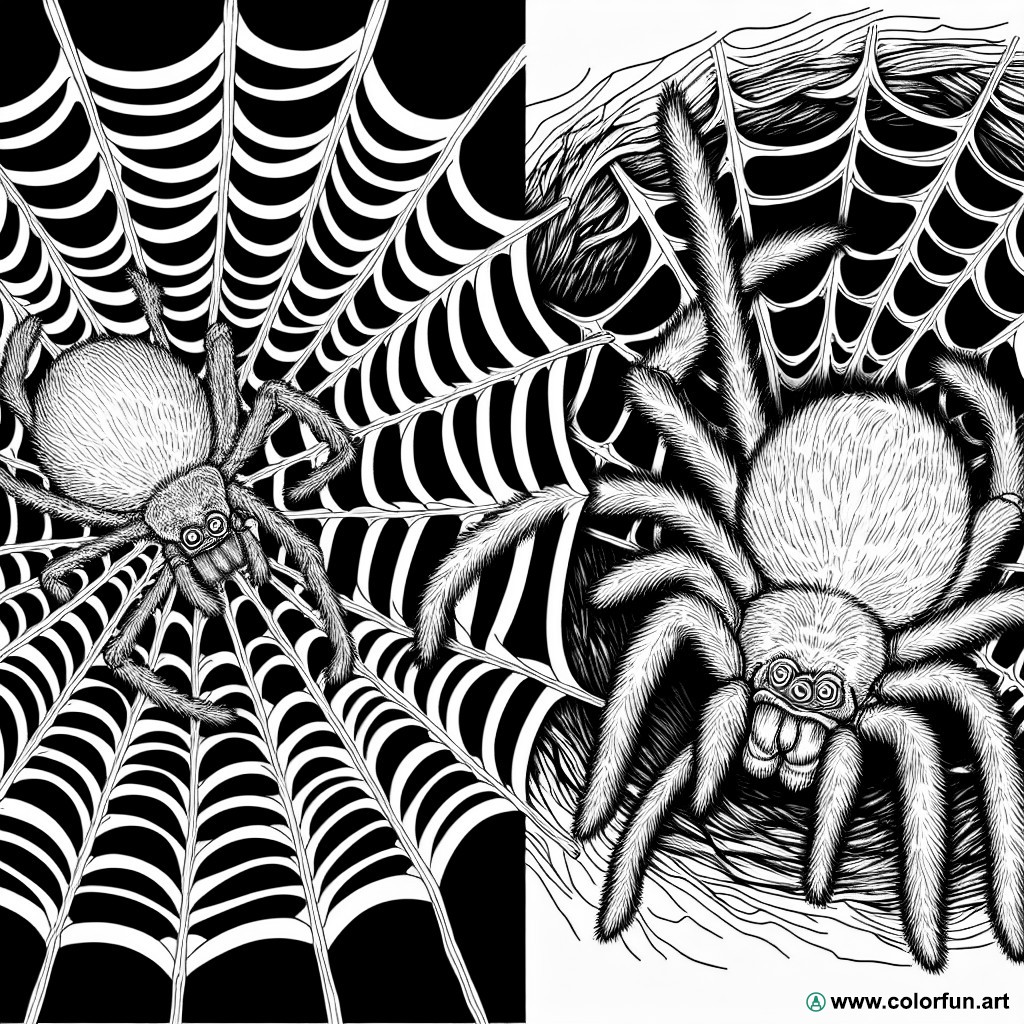 terrifying spider web coloring page