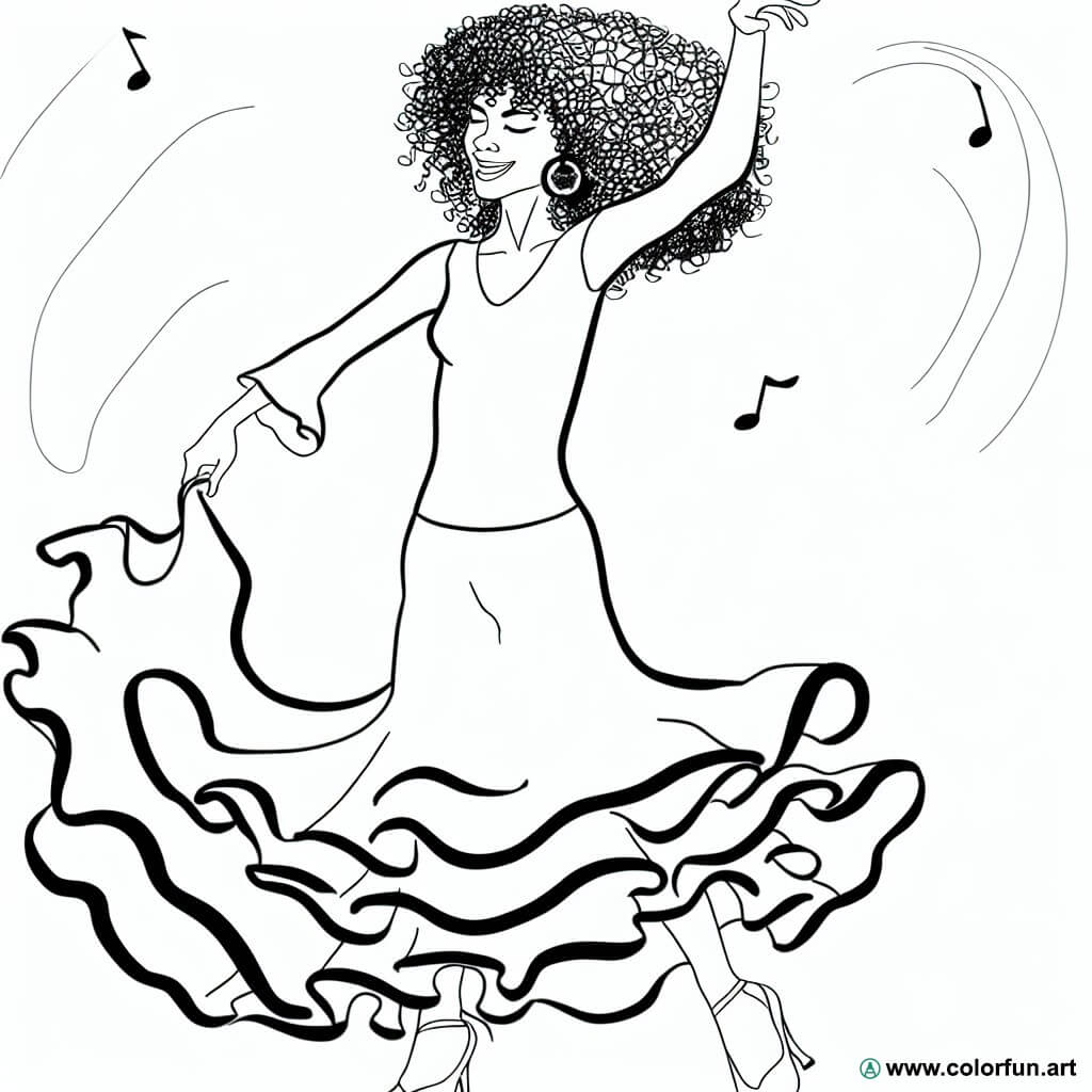 coloring page flamenco dance