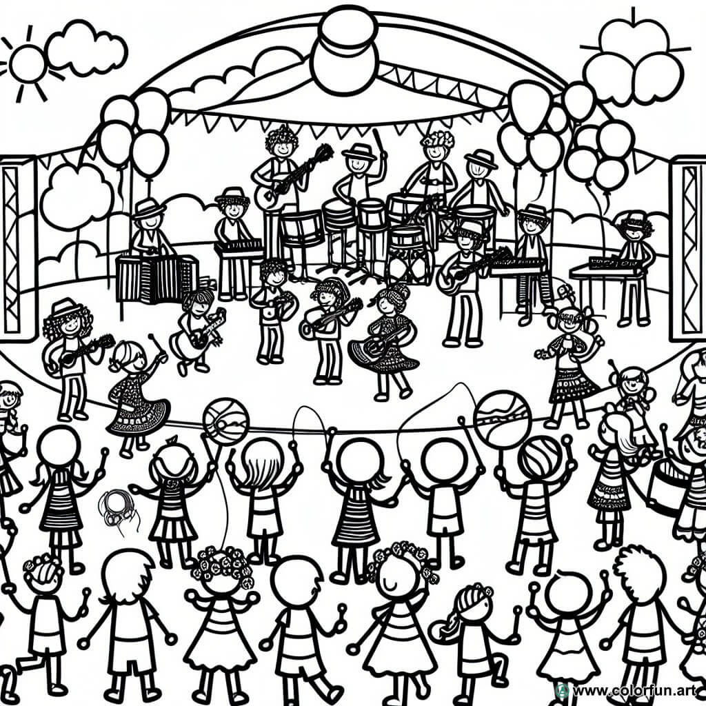 coloring page music festival