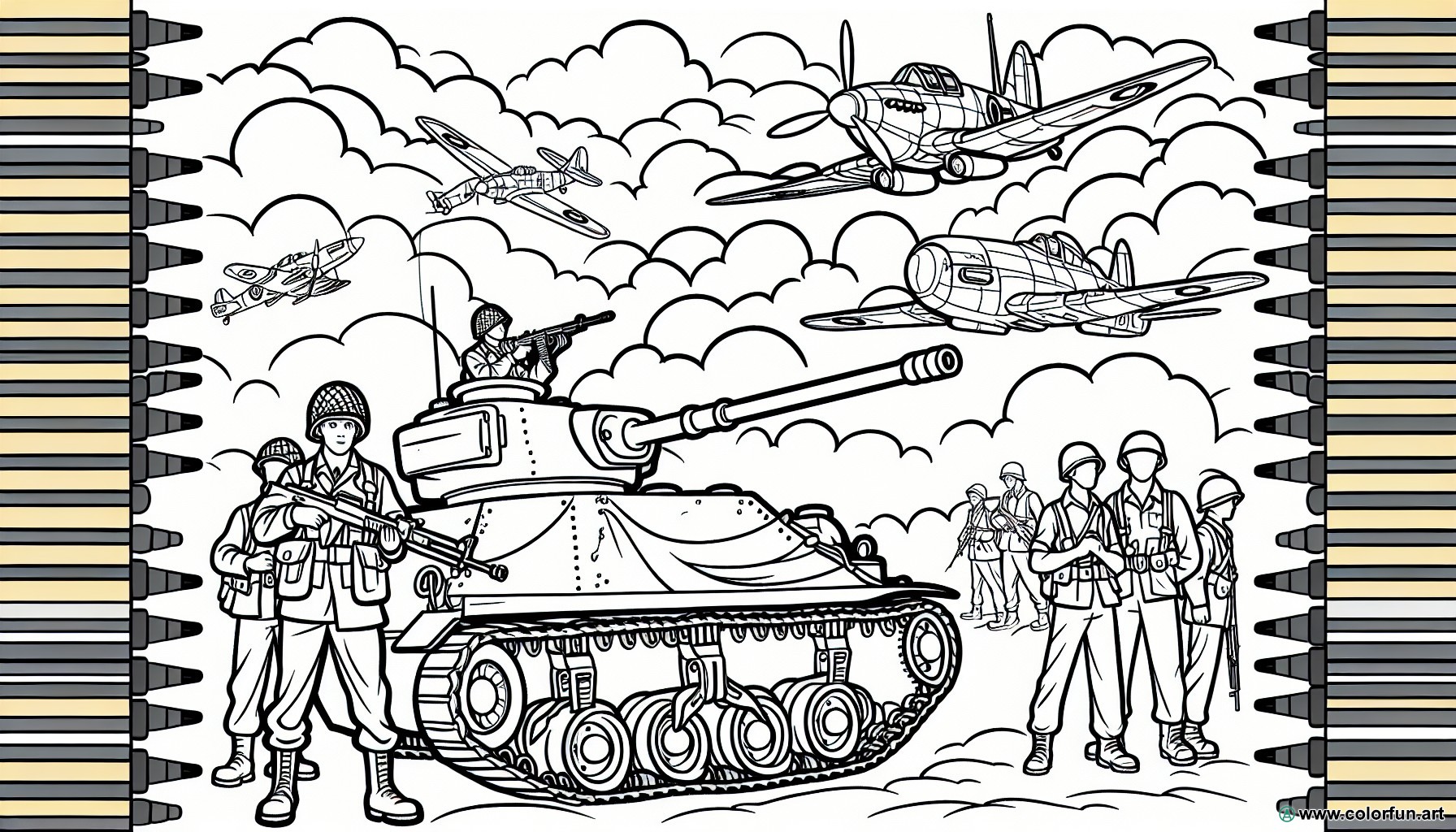 Simple military coloring page