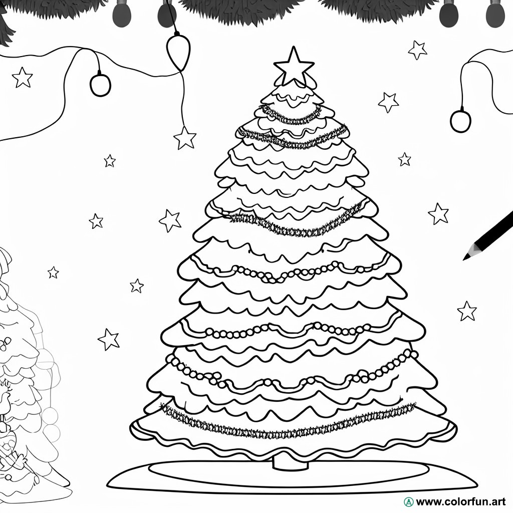 coloring page adult Christmas tree