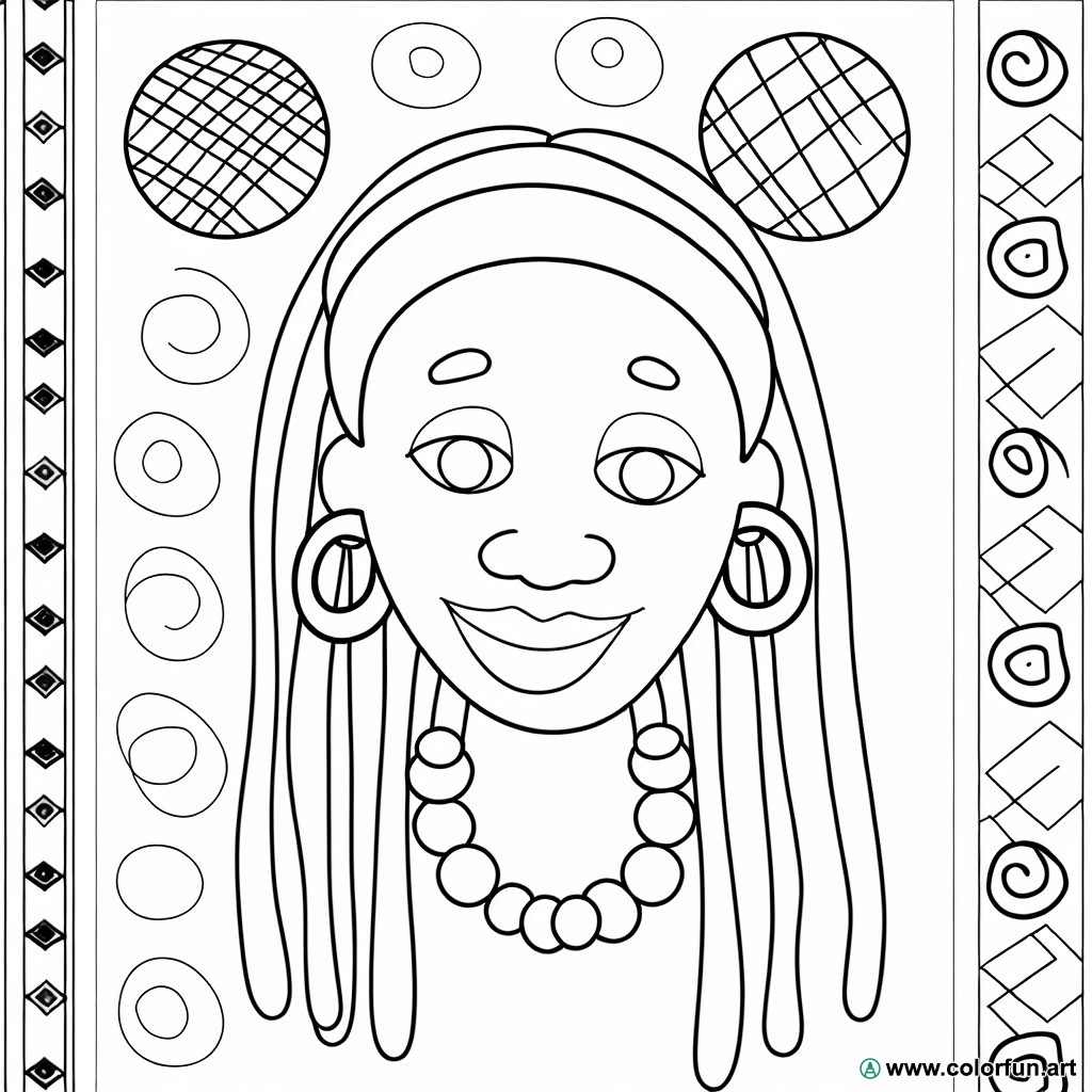 Coloring page African woman face