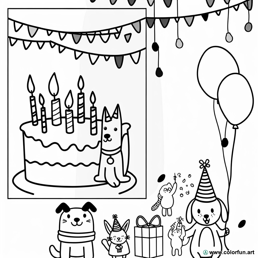 6th birthday animals coloring page