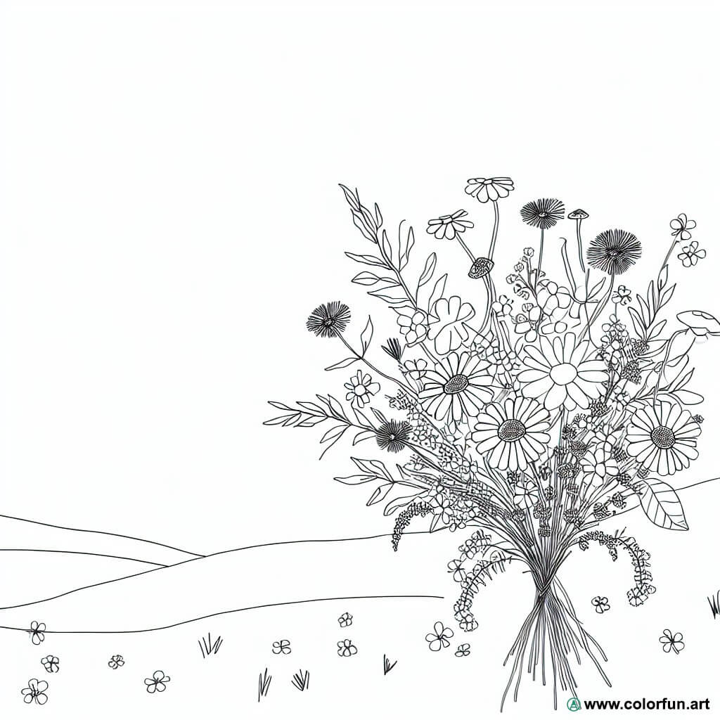 coloring page rustic flower bouquet