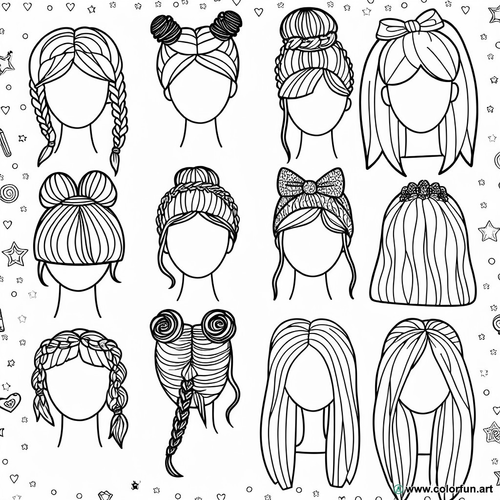 coloring page fashion hairstyle