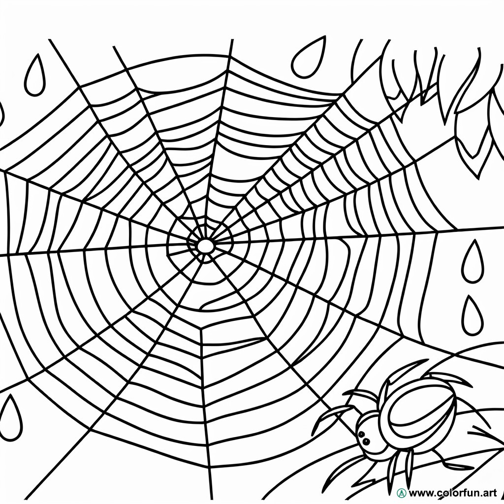 Easy spider web coloring page