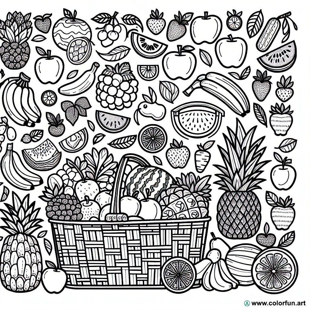 coloring page fruit and vegetable