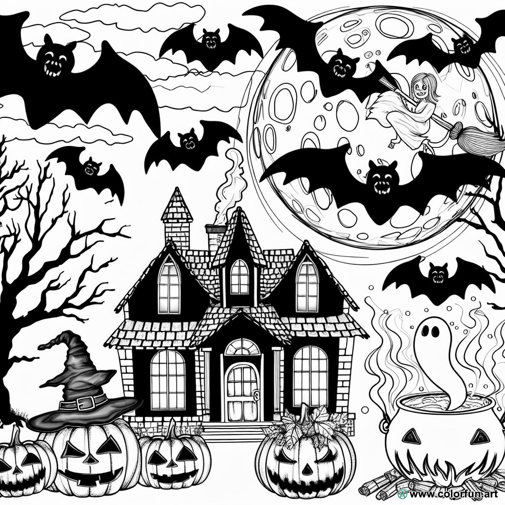 terrifying Halloween coloring page