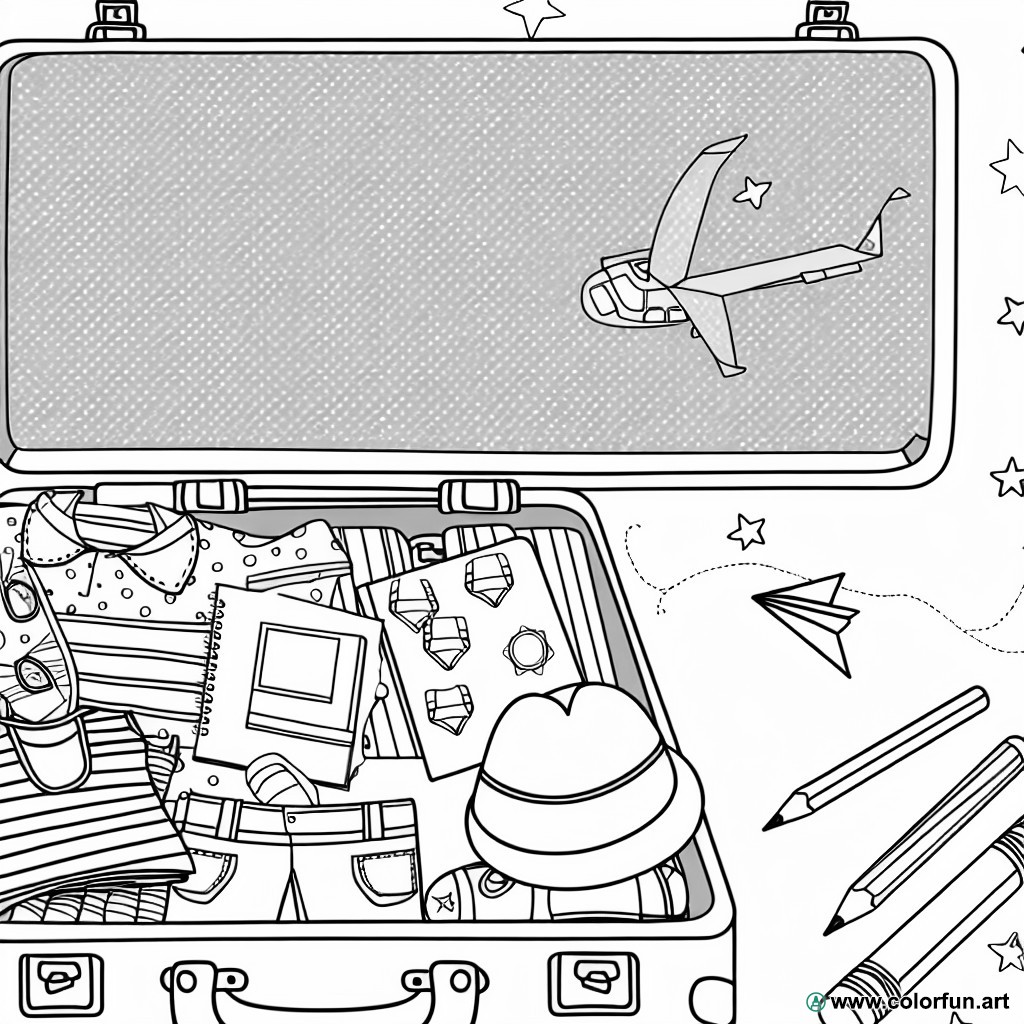 coloring page suitcase leisure