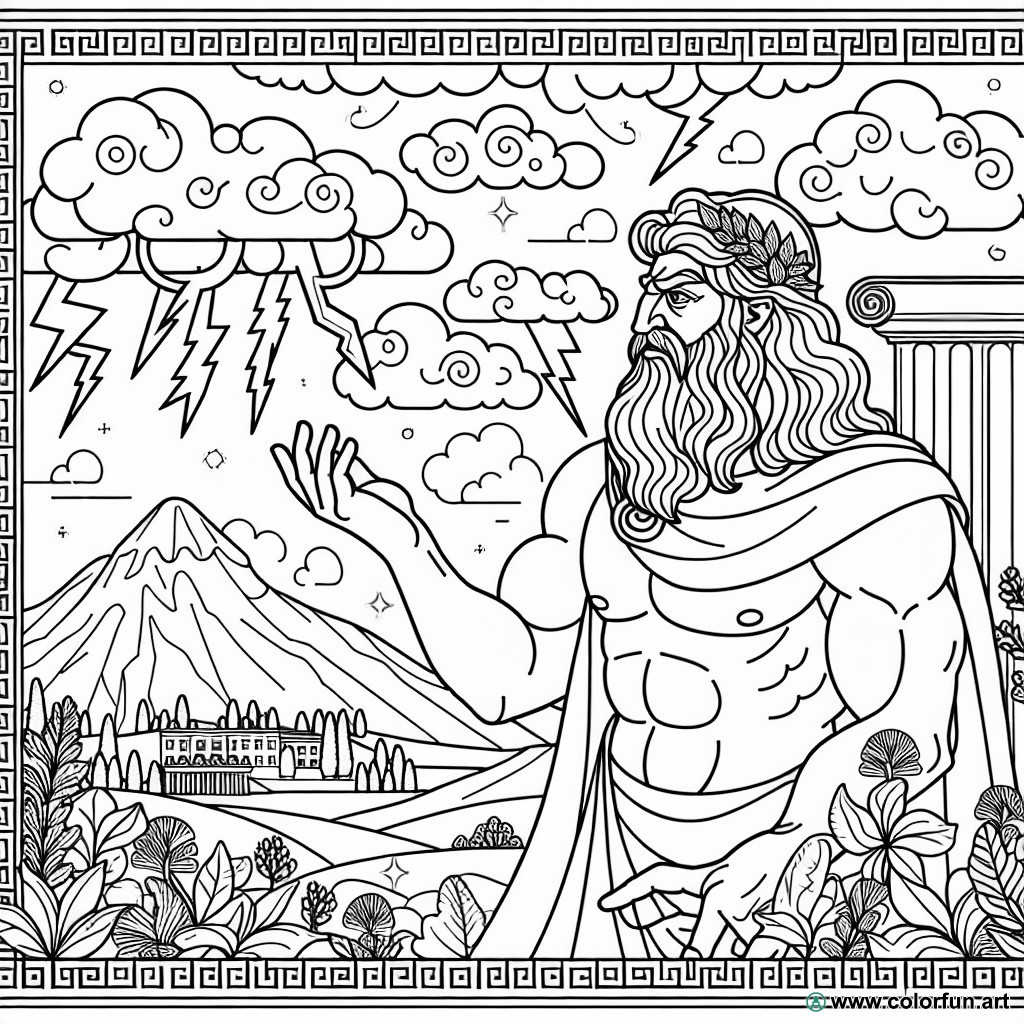 zeus mythology coloring page