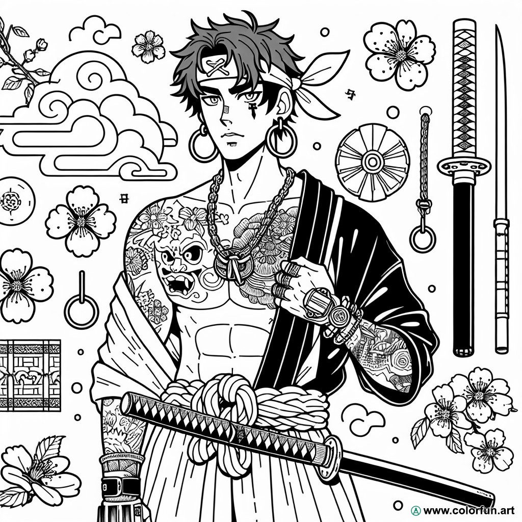 coloring page zoro in one piece
