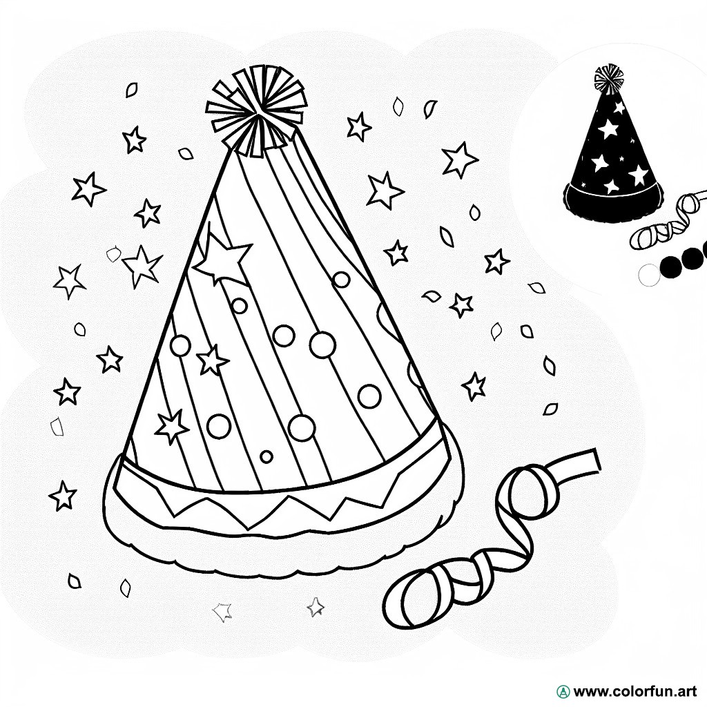 coloring page party hat