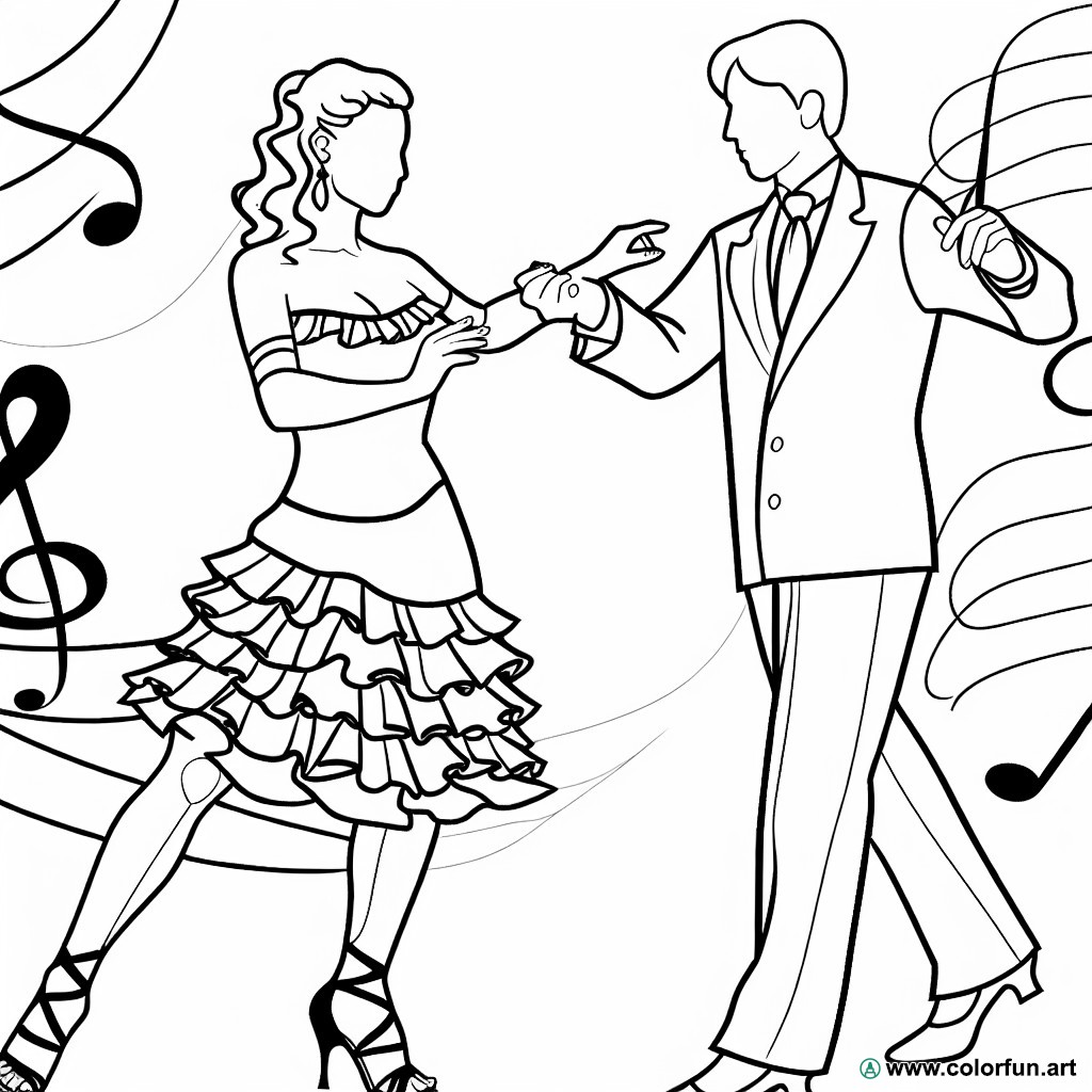 coloring page salsa dance