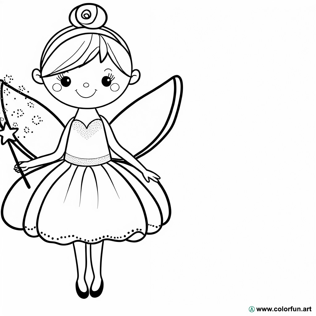 coloring page simple Tinkerbell fairy
