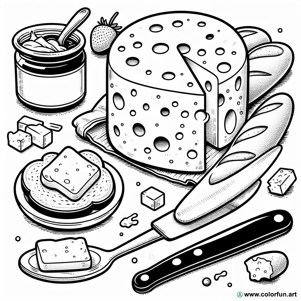 coloring page white cheese