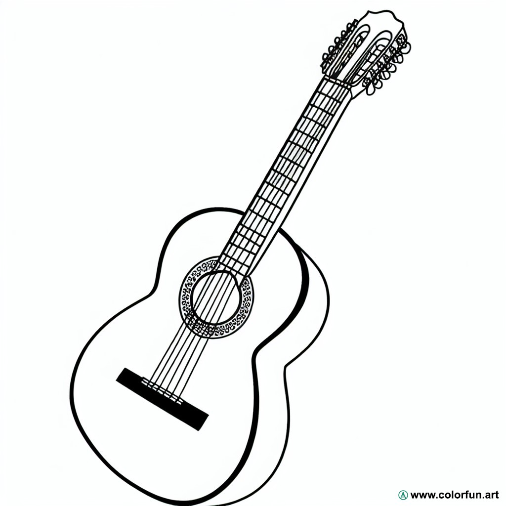 coloring page flamenco guitar